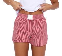 Springcmy Pantaloncini da donna Y2K Lounge con volant, motivo scozzese, elastico in vita, bottoni sul davanti, pantaloni del pigiama boxer, pantaloncini da notte, streetwear, D-rosso, M