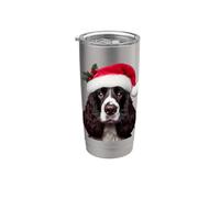 Springer Spaniel inglese con cappello di Babbo Natale Natale cane Bicchiere termico in acciaio inox doppia parete