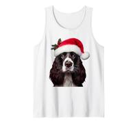 Springer Spaniel Inglese con Cappello di Babbo Natale Natale Cane Canotta