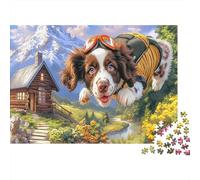 Springer Spaniel Puzzle in carta premium Spaniel con occhiali da pilota nel cortile puzzle fai-da-te educativo antistress 52x38cm/1000 pezzi