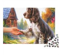 Springer Spaniel Puzzle in carta Spaniel che stringe la mano a una persona puzzle regalabile adatto alla famiglia 70x50cm/1000 pezzi