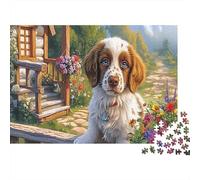Springer Spaniel Puzzle in cartone Spaniel con fiocco rosa nel giardino puzzle classico regalo di Natale segreto collezionabile 52x38cm/1000 pezzi