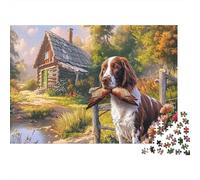 Springer Spaniel Puzzle in cartone Spaniel con osso nel cortile puzzle premium per anziani allenamento cerebrale 70x50cm/1000 pezzi
