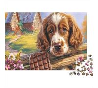 Springer Spaniel Puzzle in cartone Spaniel con tavoletta di cioccolato sulla recinzione puzzle classico regalo di Natale segreto collezionabile 70x50cm/1000 pezzi