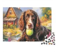 Springer Spaniel Thick Paper Spaniel on Fence by Stream Jigsaw Puzzle Bundle for Seniors Brain Training Secret Santa Gift 52x38cm/1000pcs
