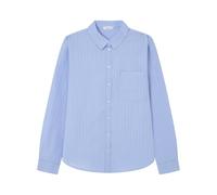 Springfield Camisa de Rayas con bolsillo delantero, Camicetta Donna, Azul Claro,