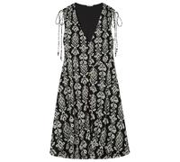 SPRINGFIELD Short Sleeve Less Printed Black Dress with V Neck And Buttons On The Front Abito con Scollo A V, Nero, XS Donna