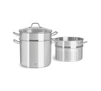 SPRINGLANE - Pentola in acciaio inox con coperchio in vetro, 11 l, per verdure a induzione, pentola per zuppa, pentola per pasta con colino e colino per pasta