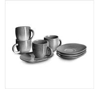 SPRINGLANE stoviglie grigie, servizio da tavola in gres Misty Cliff (Misty Cliff, Set Colazione da 4 Tazzine Caffè con Piattino)