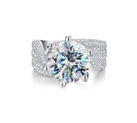 Springlight ✦Regali per donne anelli moissanite in argento sterling S925 5 ct D colore purezza VVS1 Tre file di anello di diamanti moissanite, regalo di fidanzamento., 54(17.25), Argento sterling