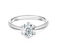 Springlight ✦ Regali per donne Anello in argento sterling S925 con diamante Moissanite 0,5 ct/1 ct/2 ct colore D purezza VVS1 anello di fidanzamento rotondo con Moissanite regalo di nozze., Argento