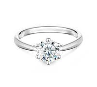 Springlight ✦ Regali per donne Anello in argento sterling S925 con diamante Moissanite 0,5 ct/1 ct/2 ct di colore D purezza VVS1 anello rotondo di Moissanite per fidanzamento regali di nozze., Argento