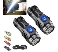 Springmart Mini Flashlight, Three-Eyed Monster Mini Flash Super Power Flashlight, Rechargeable Mini Clip On Flashlights With Five Lighting Modes,For Night Working, Camping, Fishing (Black 2Pcs)