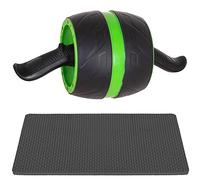 SPRINGOS AB Roller con Tappetino | Rullo per Addominali | Ruota con Manico | Attrezzo per Addominali | Attrezzo per allenare i Muscoli | Rullo per Esercizi (Nero e Verde + Nero Opaco)