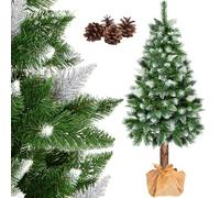 SPRINGOS Albero di Natale 180 cm pino domestico con tronco naturale supporto neve artificiale
