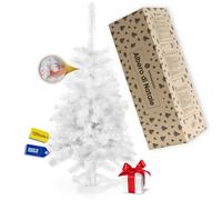 Springos Albero di Natale artificiale, 120 cm, abete bianco artificiale, con 154 punte, albero di Natale bianco come la neve, davanzale e decorazione da tavolo, base stabile, albero di Natale