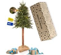 Springos Albero di Natale artificiale 150 cm su tronco di abete naturale artificiale con robusto tronco di legno e copertura di iuta realistico albero di Natale piccolo per decorazioni festive
