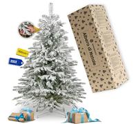 Springos Albero di Natale artificiale 150 cm su tronco nevoso - abete naturale artificiale con 206 punte e robusto supporto in metallo, albero di Natale, piccolo per decorazione invernale