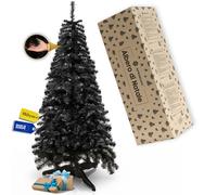 Springos Albero di Natale artificiale, 180 cm, colore nero, denso e realistico come vero, con robusto supporto e cartone, albero di Natale artificiale moderno, per decorazioni natalizie festive