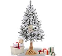 SPRINGOS Albero di Natale Artificiale Abete con tronco naturale neve artificiale 180 cm