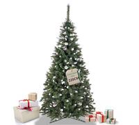 SPRINGOS - Albero di Natale artificiale di alta qualità, con neve artificiale e pigne vere, effetto inverno, 220 cm