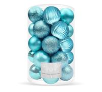 SPRINGOS, balocchi per albero di Natale in plastica, 30 pezzi, diametro 8 cm, in blu, decorazione per Natale, feste, matrimoni