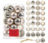 SPRINGOS, balocchi per albero di Natale in plastica, 30 pezzi, diametro 8 cm, in colori dorati, decorazione per Natale, feste, matrimoni