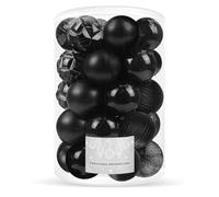 SPRINGOS, balocchi per albero di Natale in plastica, 30 pezzi, diametro 8 cm, in nero, decorazione per Natale, feste, matrimoni