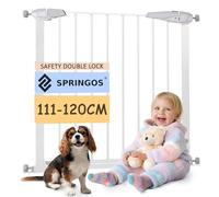 SPRINGOS barriera di sicurezza per porte e scale con 2 estensioni, sistema di fissaggio. Regolazione: 111-120 cm