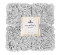 SPRINGOS - Coperta in pelliccia sintetica double face, morbida, plaid, 220 x 240 cm, grigio