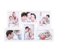 SPRINGOS Cornice Foto Collage 6 Immagini 44 x 28 cm Grande Cornice da Parete Multi Foto in Plastica Bianca Formato Orizzontale