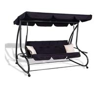 SPRINGOS - Dondolo da giardino a 4 posti, 220 x 162 cm, con 2 cuscini, cuscino per dondolo, con portabicchieri e funzione reclinabile