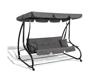 SPRINGOS - Dondolo da giardino a 4 posti, 220 x 162 cm, con 2 cuscini, cuscino per dondolo, con portabicchieri e funzione reclinabile