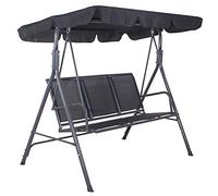 Springos Dondolo da giardino Fiona, con parasole, per 3 persone, da 150 x 170 x 109 cm (H x l x P), di colore nero