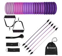 SPRINGOS Expander, 5 ancoraggi in gomma per porta, 2 passanti per piedi, fasce di resistenza per allenamento di forza e costruzione muscolare, tonalità viola