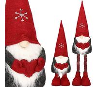 SPRINGOS - Gnomo decorativo natalizio regolabile in altezza da 50 a 80 cm, con un cuore rosso tra le mani, gambe telescopiche, cappello in feltro con fiocco di neve, ideale per Natale e San Valentino