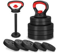 SPRINGOS Kettlebell regolabile da 10 kg con pesi bituminosi, manubri di volano, efficaci dischi kettlebell, chiusure stabili