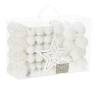 SPRINGOS Palline per albero di Natale in plastica 100 pezzi con punta dell'albero palline bianche Set di palline per albero di Natale decorazione per festa di Natale matrimonio.