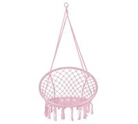 Springos Poltrona Sospesa Boho Nido d’Uccello 120 cm Rosa Sedia Altalena per Casa e Giardino, portata max 150 kg, cotone/poliestere, struttura in metallo, frange, perfetta per balcone e cameretta