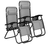 SPRINGOS Sedia sdraio da giardino con poggiatesta poggiapiedi, borsa da appendere, tavolino, braccioli, schienale alto, 2 x sdraio da giardino