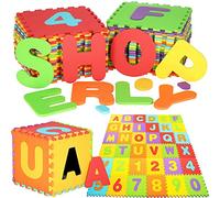 SPRINGOS Tappeto puzzle Tappeto gioco 36 puzzle colorati lettere e numeri Tappeto di apprendimento 172x172 x1cm Superficie antiscivolo in schiuma EVA