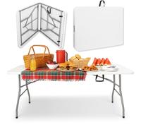 SPRINGOS Tavolo da giardino pieghevole, 180 x 74 cm, per 6 persone, pieghevole, per catering e banchetti, resistente alle intemperie, in HDPE