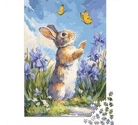 Springtime Bunny with Butterflies Jigsaw Puzzle Impossible 1000Pcs Decorazione Per La Casa. Giochi Rilassamento E Intelligence Per Adulti E Bambini Da 12 Anni 70x50cm/1000pcs
