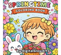 Springtime Coloring Book: 40 Illustrations of Spring Flowers, Kawaii kids and Outdoor Scenes