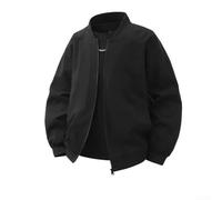Springwillfly Giacche casual da uomo con colletto alla coreana, sottile per un cappotto versatile, capispalla di colore puro (L nero)