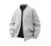 Springwillfly Giacche casual da uomo con colletto alla coreana, sottile per un cappotto versatile, capispalla di colore puro (3XL grigio)
