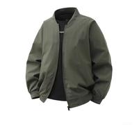 Springwillfly Giacche casual da uomo con colletto alla coreana, sottile per un cappotto versatile, capispalla di colore puro (XL verde)