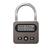 Springwillfly Lucchetto elettronico in metallo con timer, ricaricabile tramite USB, lucchetto di sicurezza digitale con display LCD, funzione automatica, blocco di gestione del tempo (marrone)