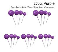 Springwillfly Palline dorate per torte di compleanno, 20 pezzi, dimensioni miste, decorazioni per cupcake e cupcake, 2 cm, 2 cm, 2,5 cm, 3 cm, 4 cm (viola)