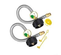 Springwillfly Pigtail a 15 pollici del propano dell'acciaio inossidabile per uso di RV con i montaggi d'estremità d'ottone e 1 x 14 hanno invertito la compatibilità maschio del chiarore